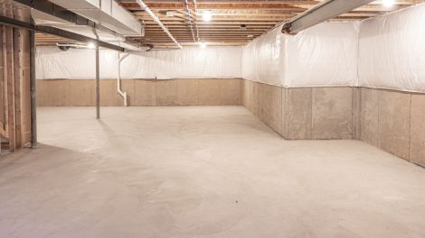 A basement being waterproofed